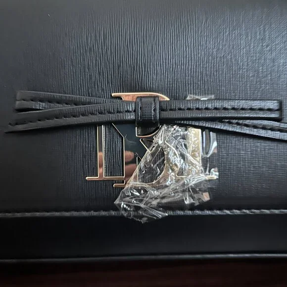 Badgley Mischka Rectangle Shape With Bow Bag Black Crossbody NWT - Picture 4 of 7